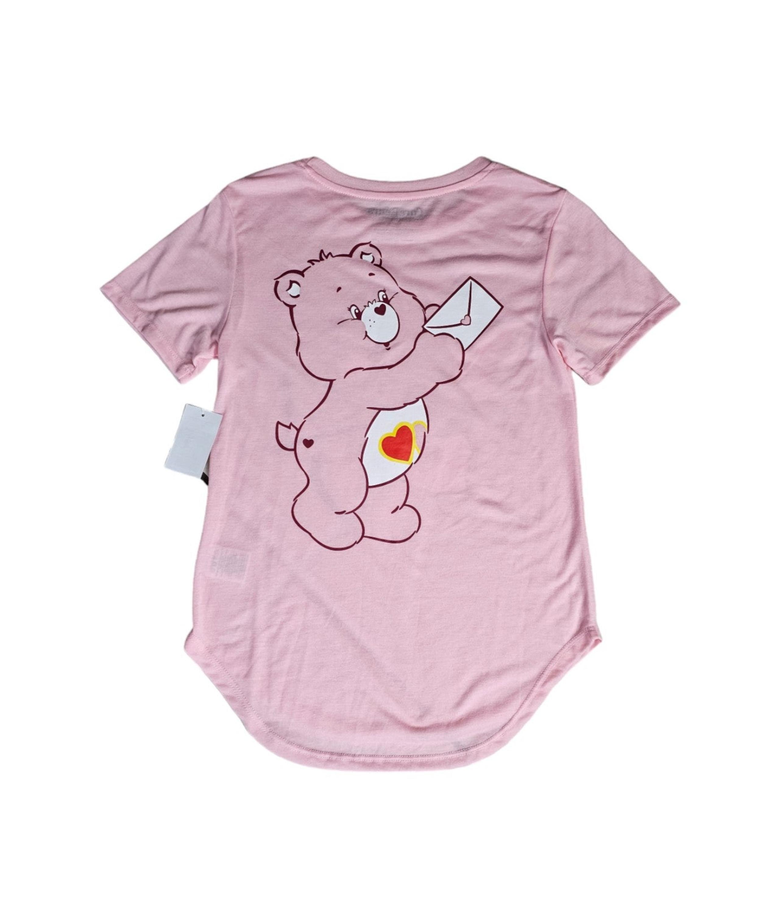 Care Bears Junior's Knit T-Shirt Pink Love-a-lot Bear Sz M