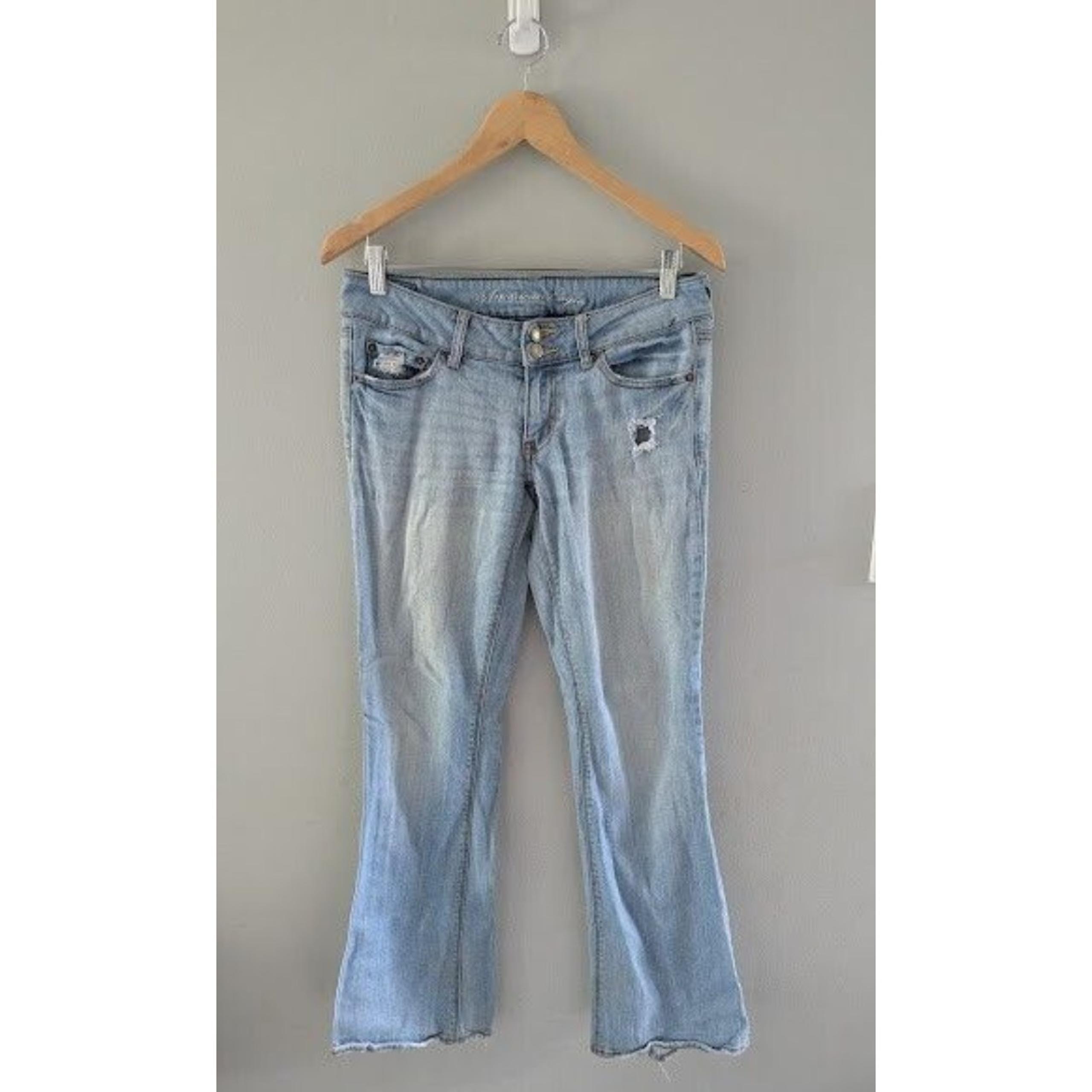 American Eagle Jeans Womens 6 Blue Artist Flare Stretch Boho Festival Hippie
