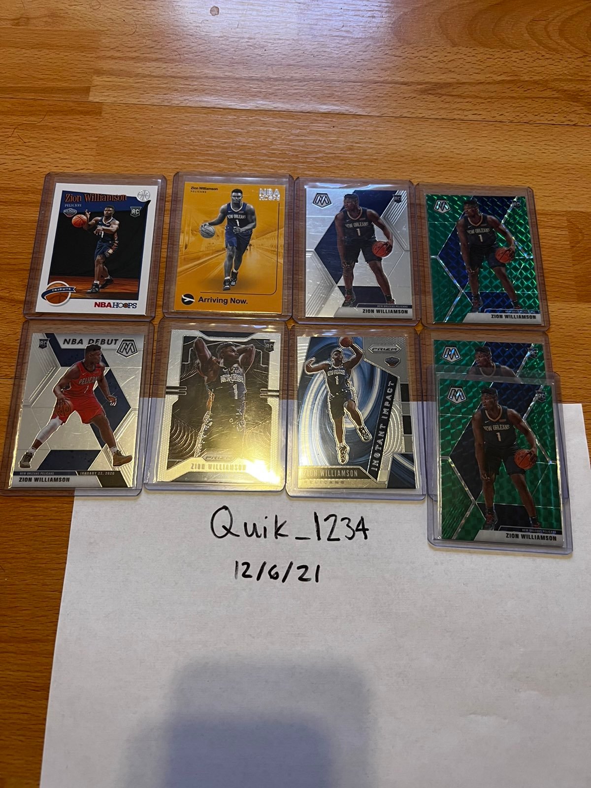Zion willamson roomie card lot prizm base