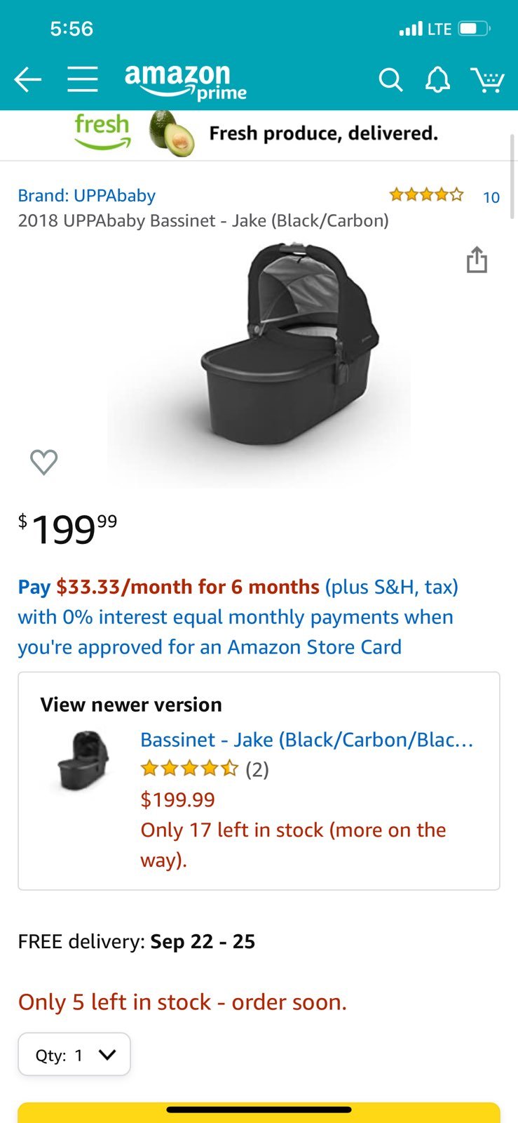 Uppababy 2018 bassinet Jake black