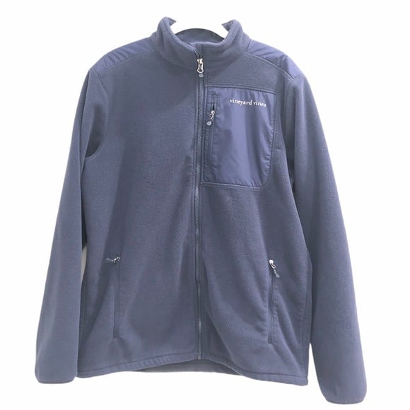 VINEYARD VINES NAVY HARBOR FLEECE FULL ZIP JACKET SIZE MEDIUM