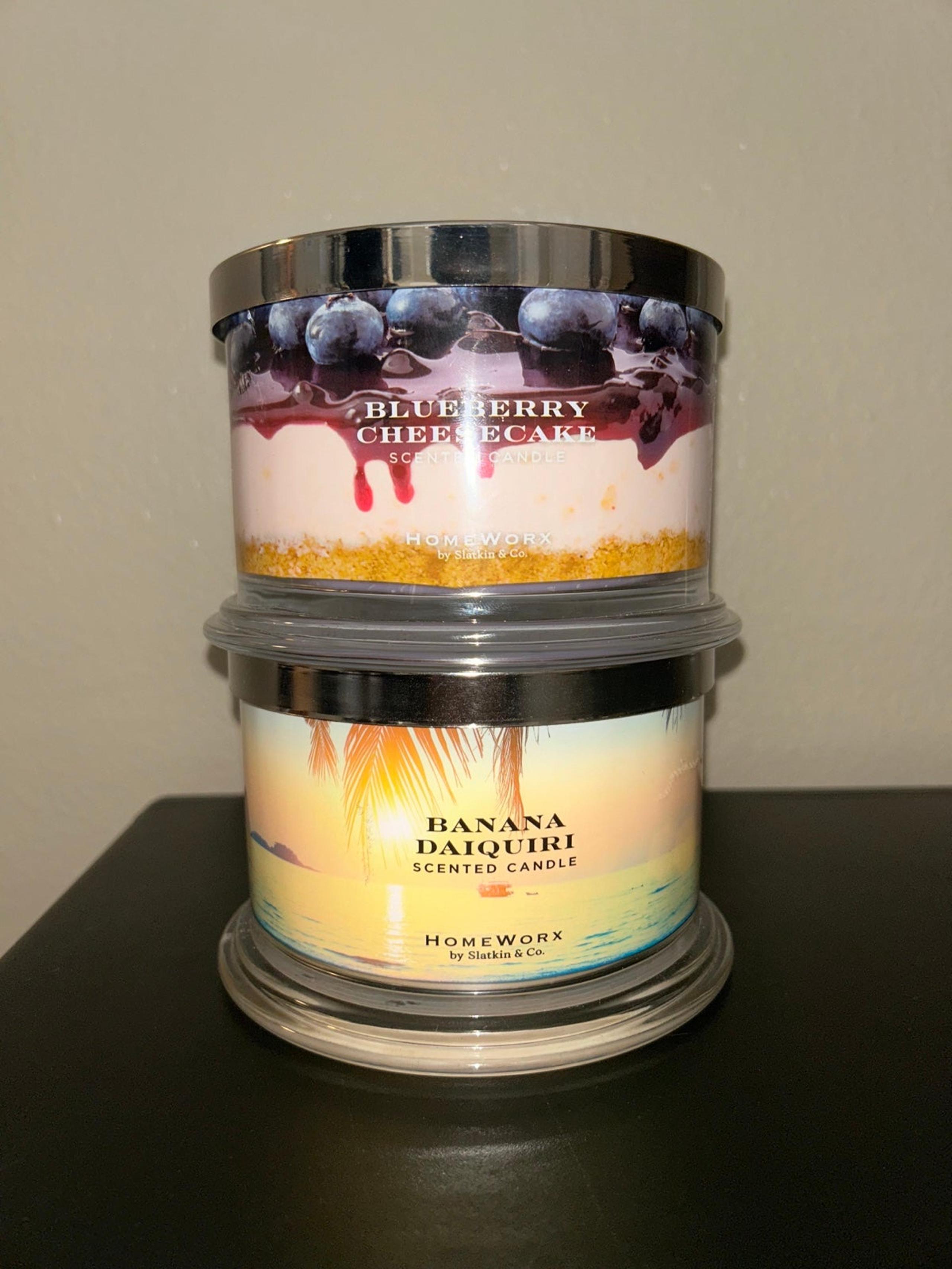 2 Homeworx Candles by Slatkin & Co. Banana Daiquiri and Blueberry Cheesecake