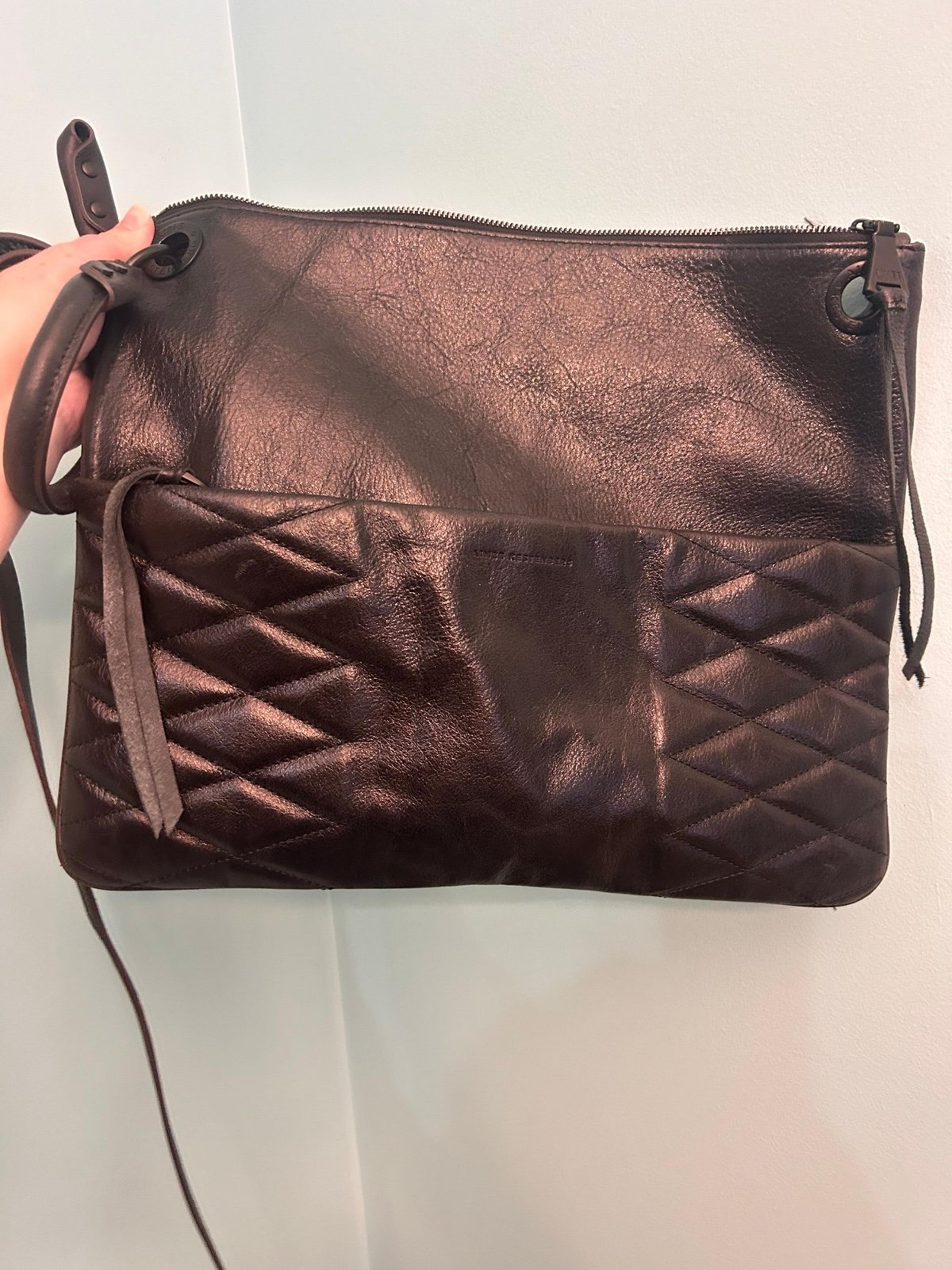 Amiee Kestenberg Large Pebble Black Leather Tote Bag Purse READ