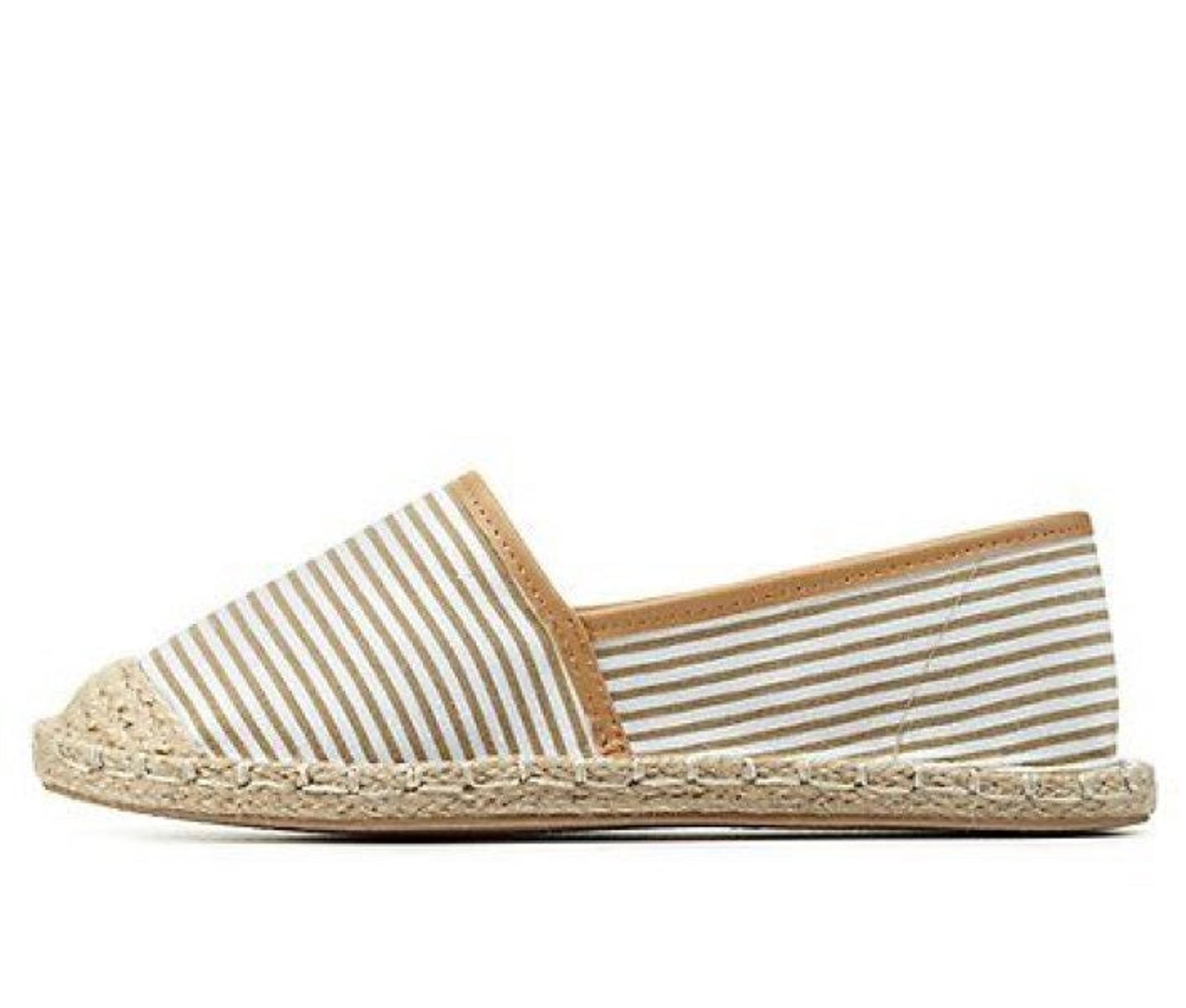 Qupid Tan Striped Straw Espadrilles