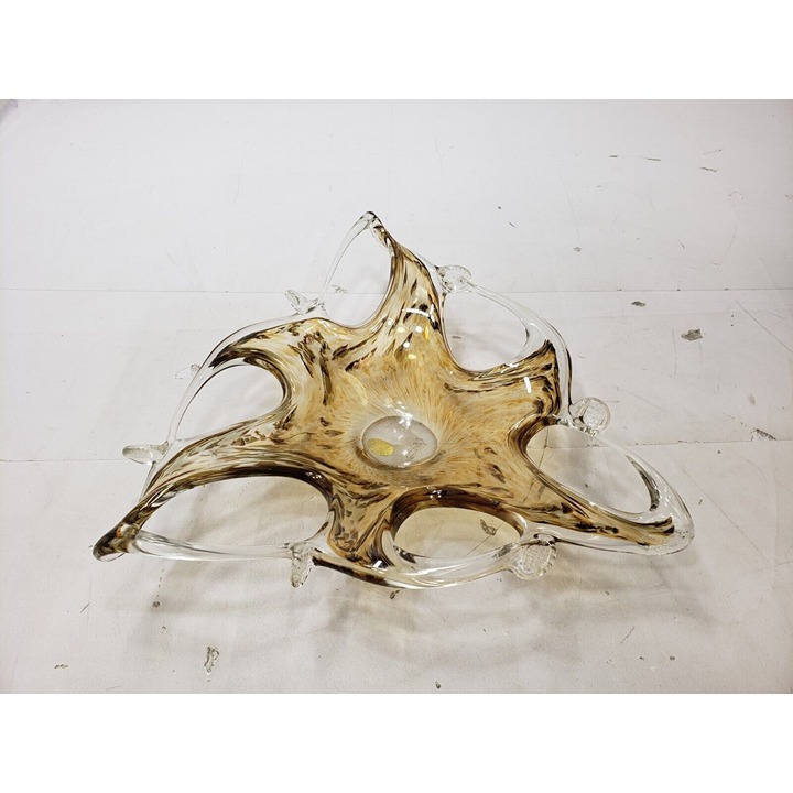 Murano Art Glass Starfish Bowl Trinket Dish Transparent Brown Italy Vintage MCM