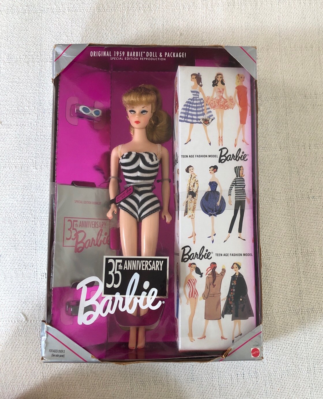 1993 35th Anniversary 1959 Original Barbie Reproduction 11590 Striped Swimsuit