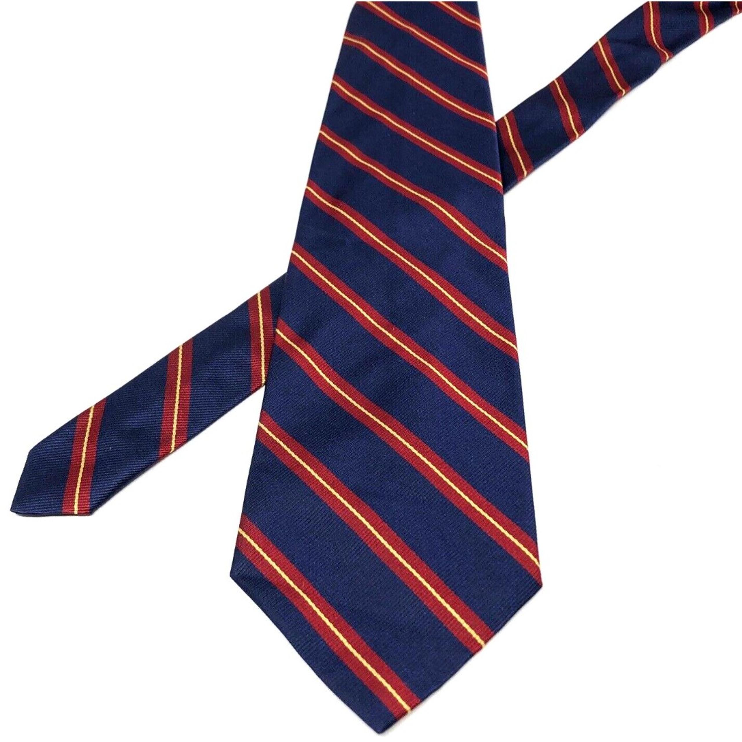 J.Crew Repp Silk Neck Tie Mens Regimental British Striped Navy Red Gold Italy