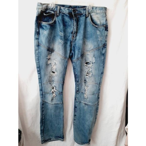 Attitude gold mens original straight fit Brooklyn style destructed sz 40 jeans
