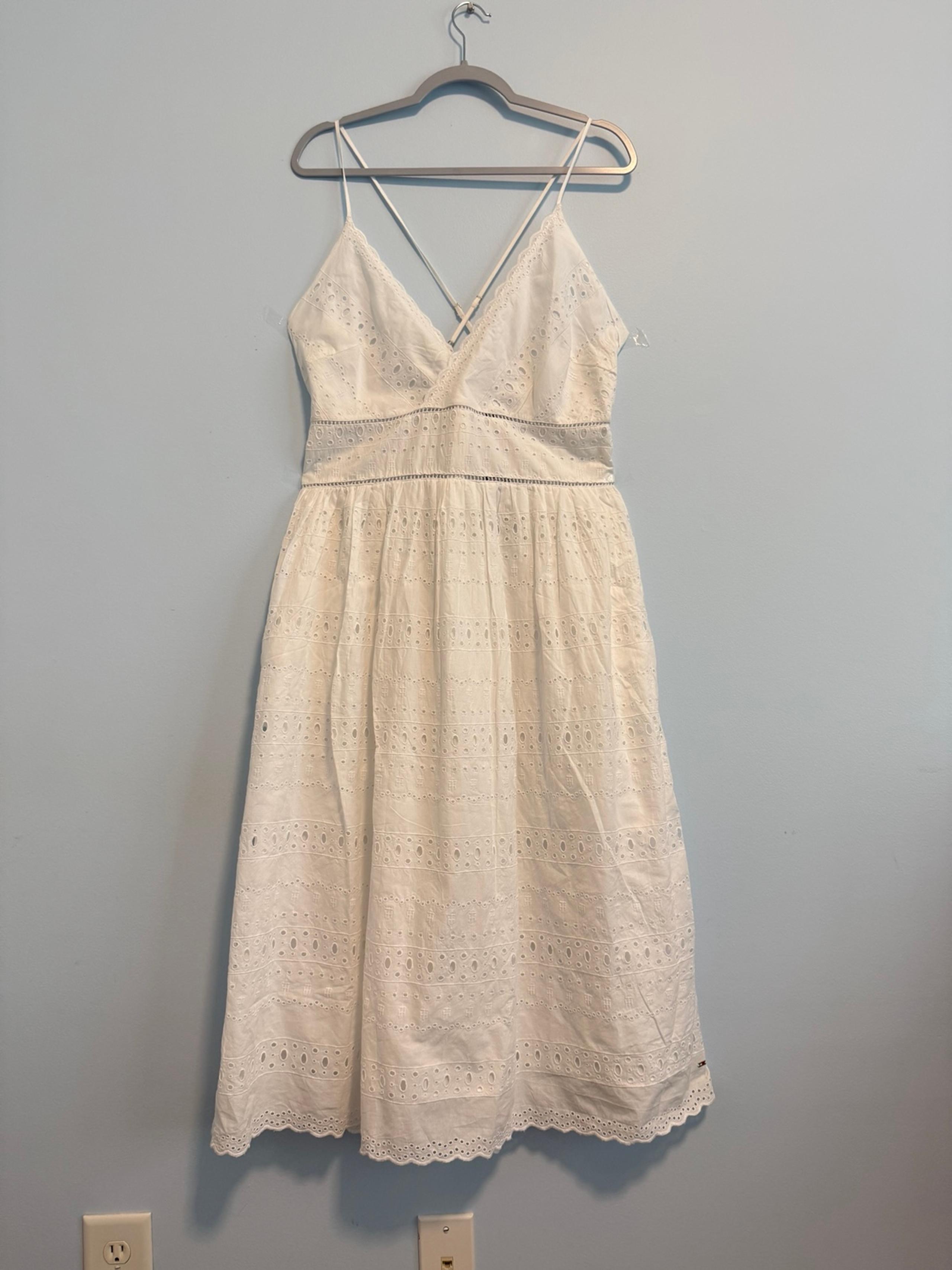 Tommy Hilfiger Women’s Plus Cotton White Lace Midi Dress Size 18