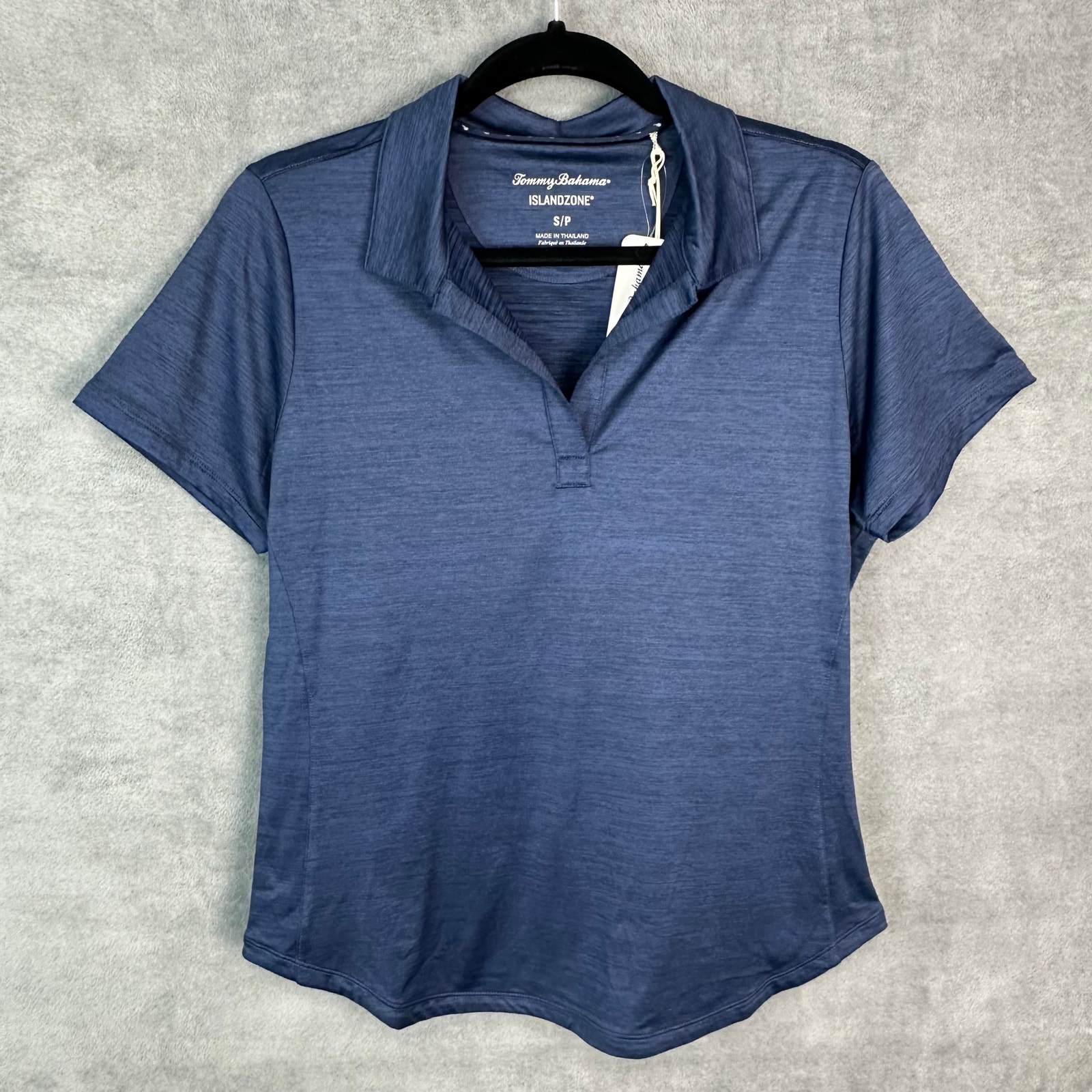 Tommy Bahama Polo Shirt Womens Small Navy Delray Island Zone UPF 30 Golf Casual