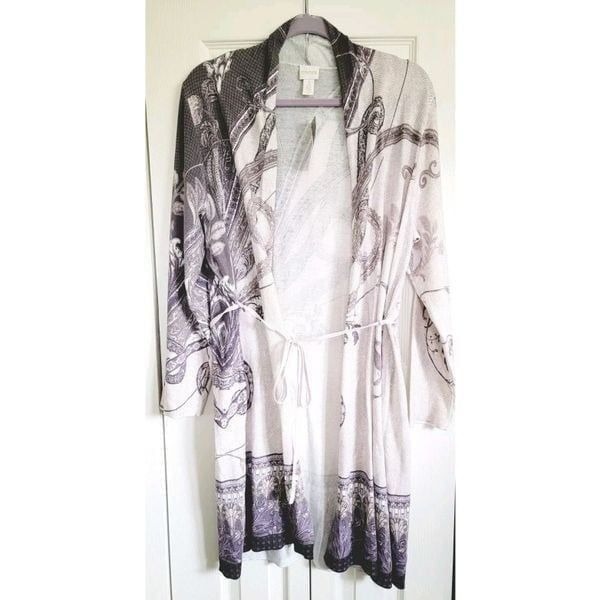 Chico's 3P Josie Cardigan Long Sleeve Paisley Soft Orchid Tie Waist NWT RV 129-