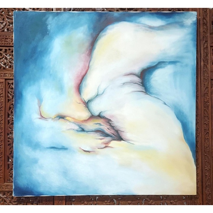 Abstract Painting Oil on Canvas Original Wall Art Vintage 12 x12