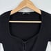 ZARA Ribbed Crop Top Square Scoop Neck Hook and Eye Long Sleeve Black 0085/473