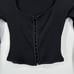 ZARA Ribbed Crop Top Square Scoop Neck Hook and Eye Long Sleeve Black 0085/473