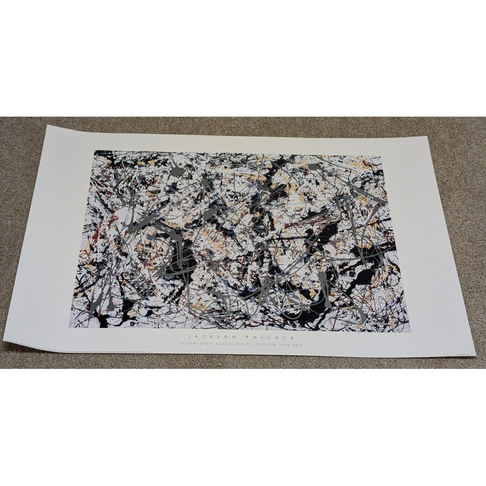 Vintage Jackson Pollock Lithograph Silver Over Black 2002 Official Licensed USA