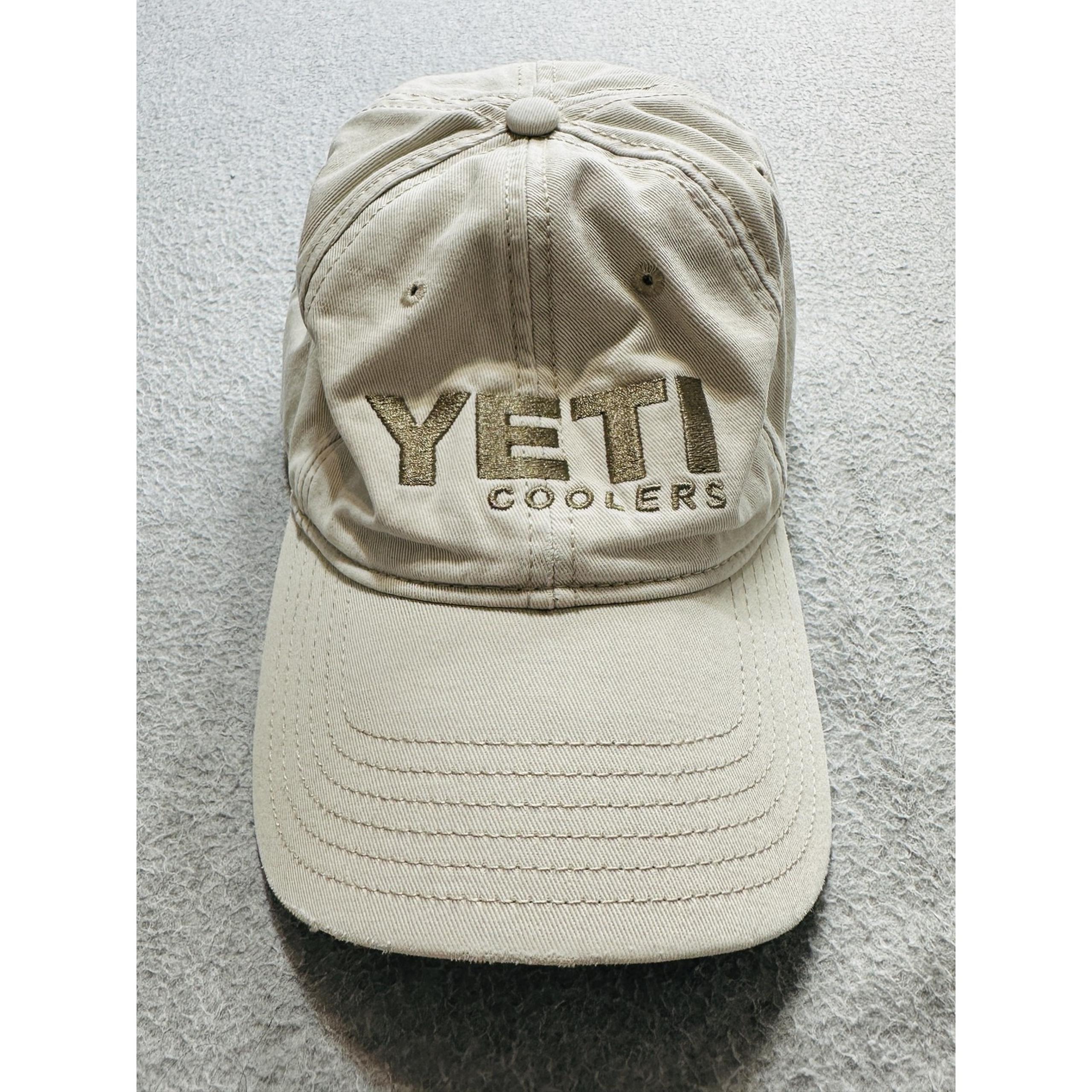 Yeti Coolers Hat Cap Strap Back Khaki Embroidered Outdoor Fishing Mens Logo
