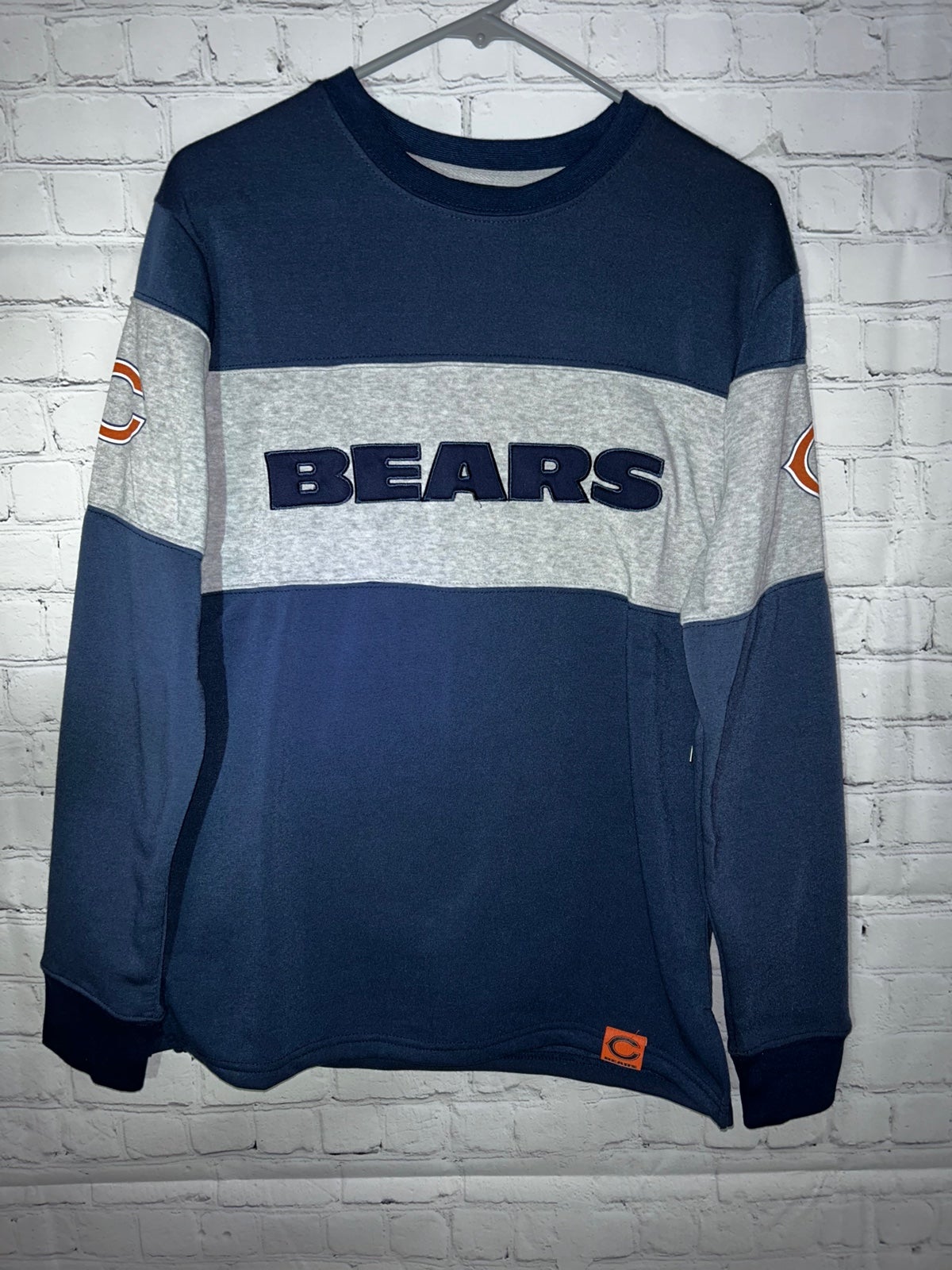 NFL Team Apparel Chicago Bears Long Sleeve Crewneck Logo Shirt