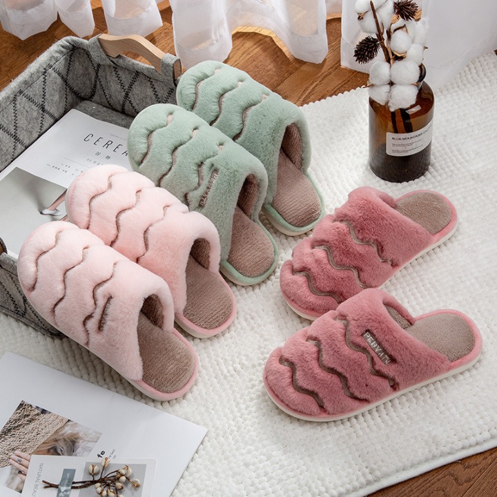 Teddy Bear Slippers Plush Mens Slides Slipper Raccoon Fur Slippers