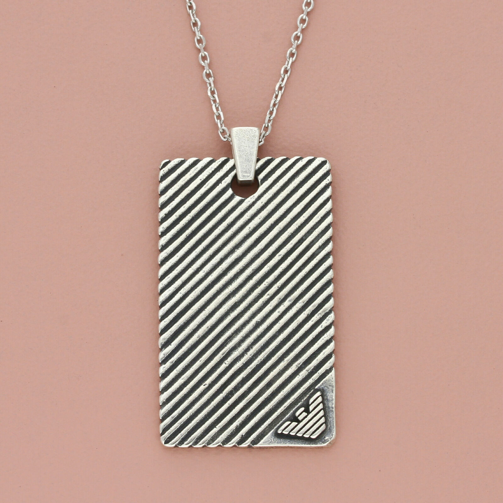 ⚡️clearance⚡️ emporio armani sterling silver mens dog tag chain necklace 23.5in