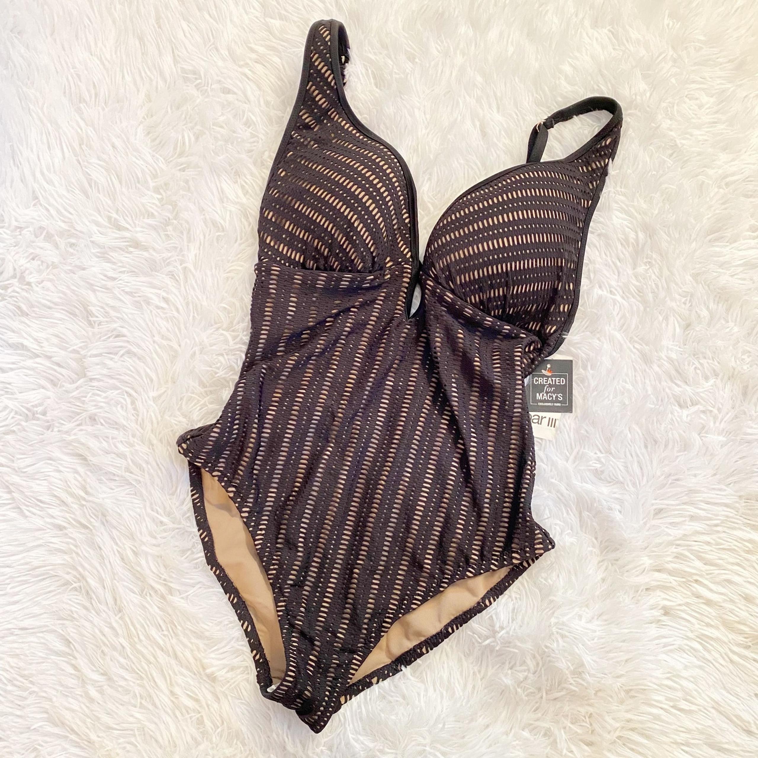 NWT $88 Bar III Artisan Crochet One Piece Swimsuit Medium