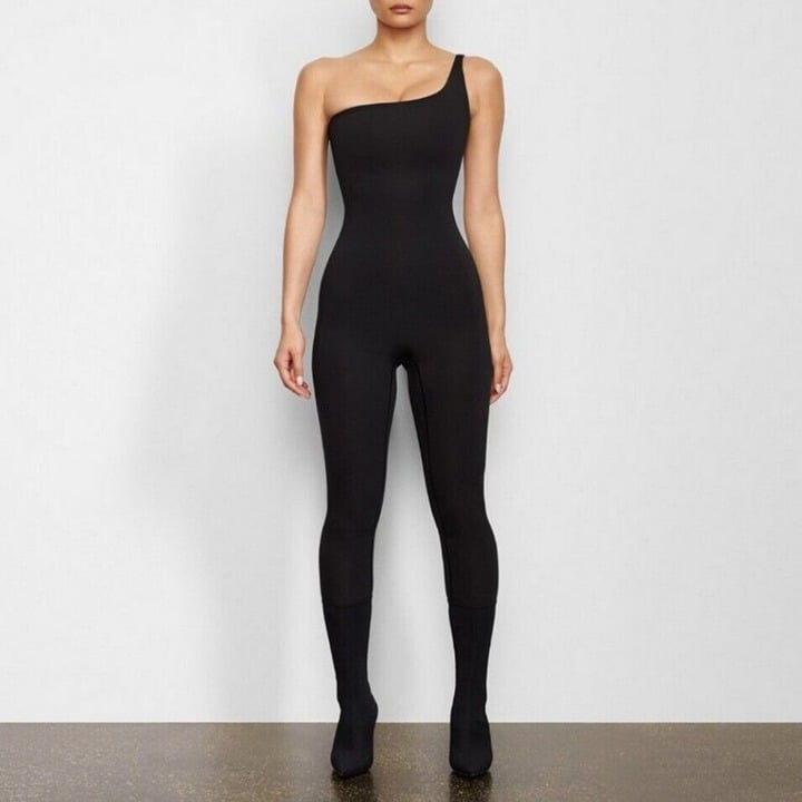 SKIMS All-In-One One Shoulder Onsie Jumpsuit Onyx 3X