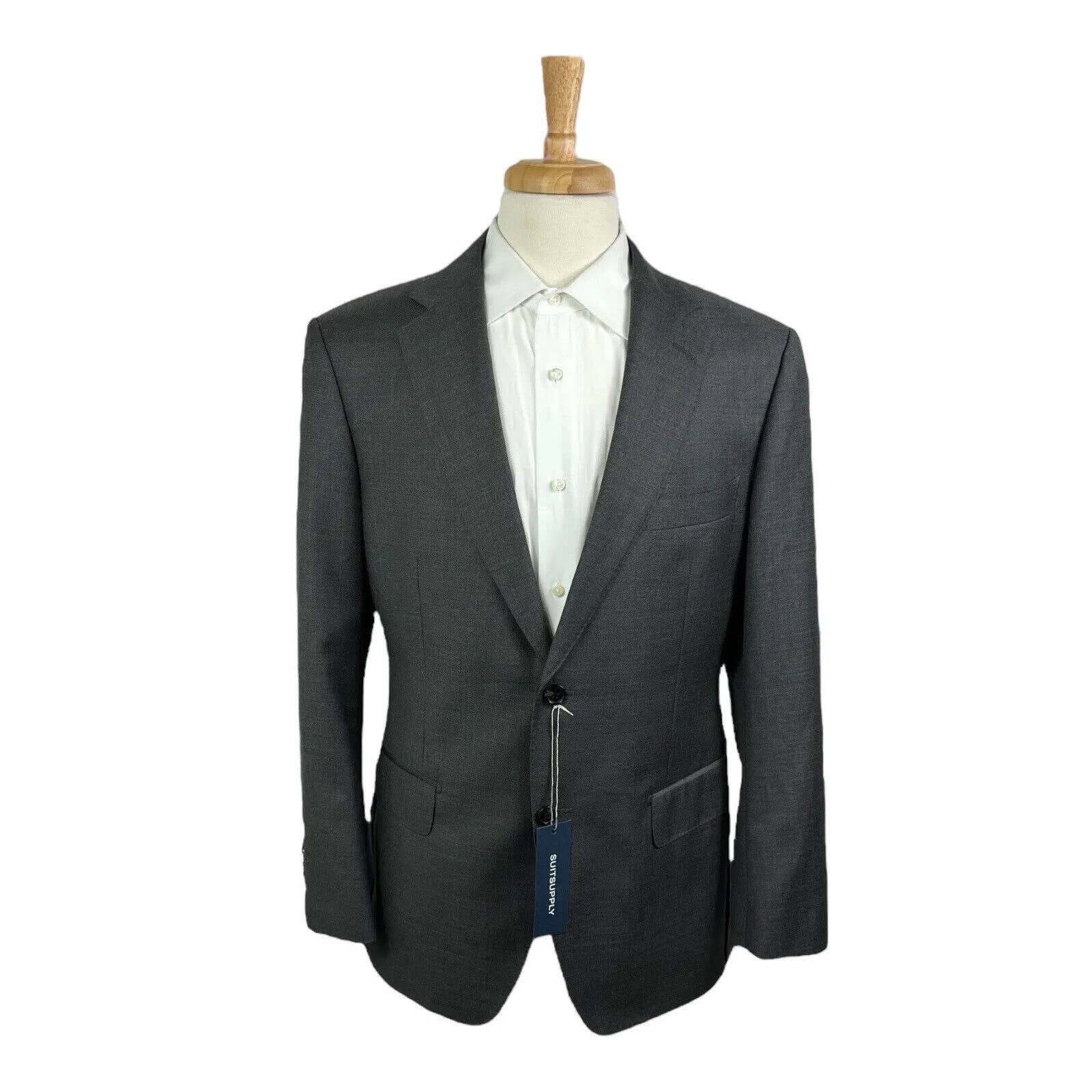 Suit Supply Gray Napoli Vitale Barberis Super 110s Wool Suit Size 42L 34X30 NWT