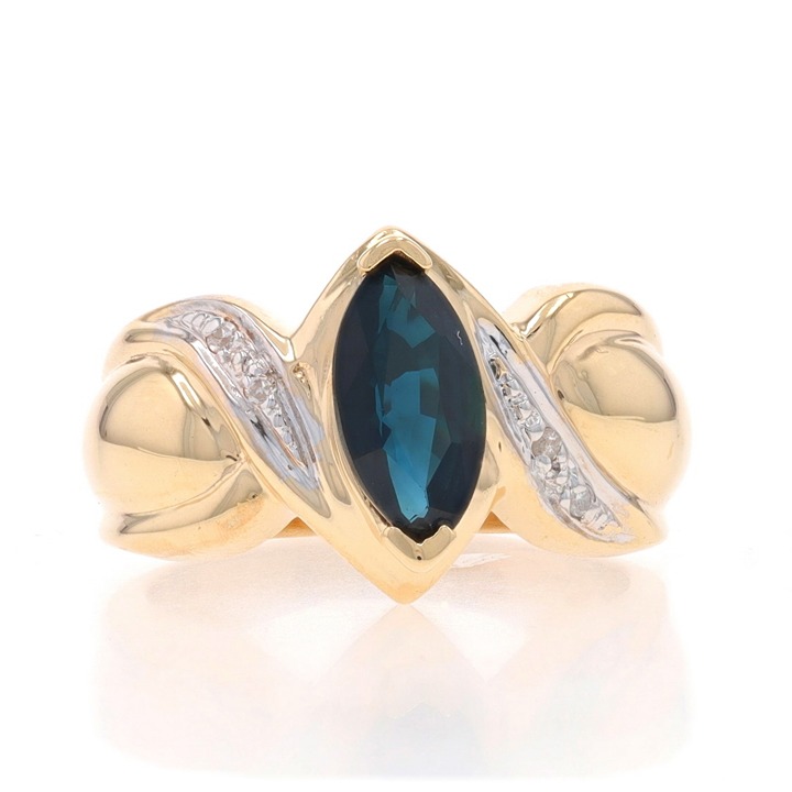 Yellow Gold Sapphire Diamond Ring - 14k Marquise 1.17ctw LX4319