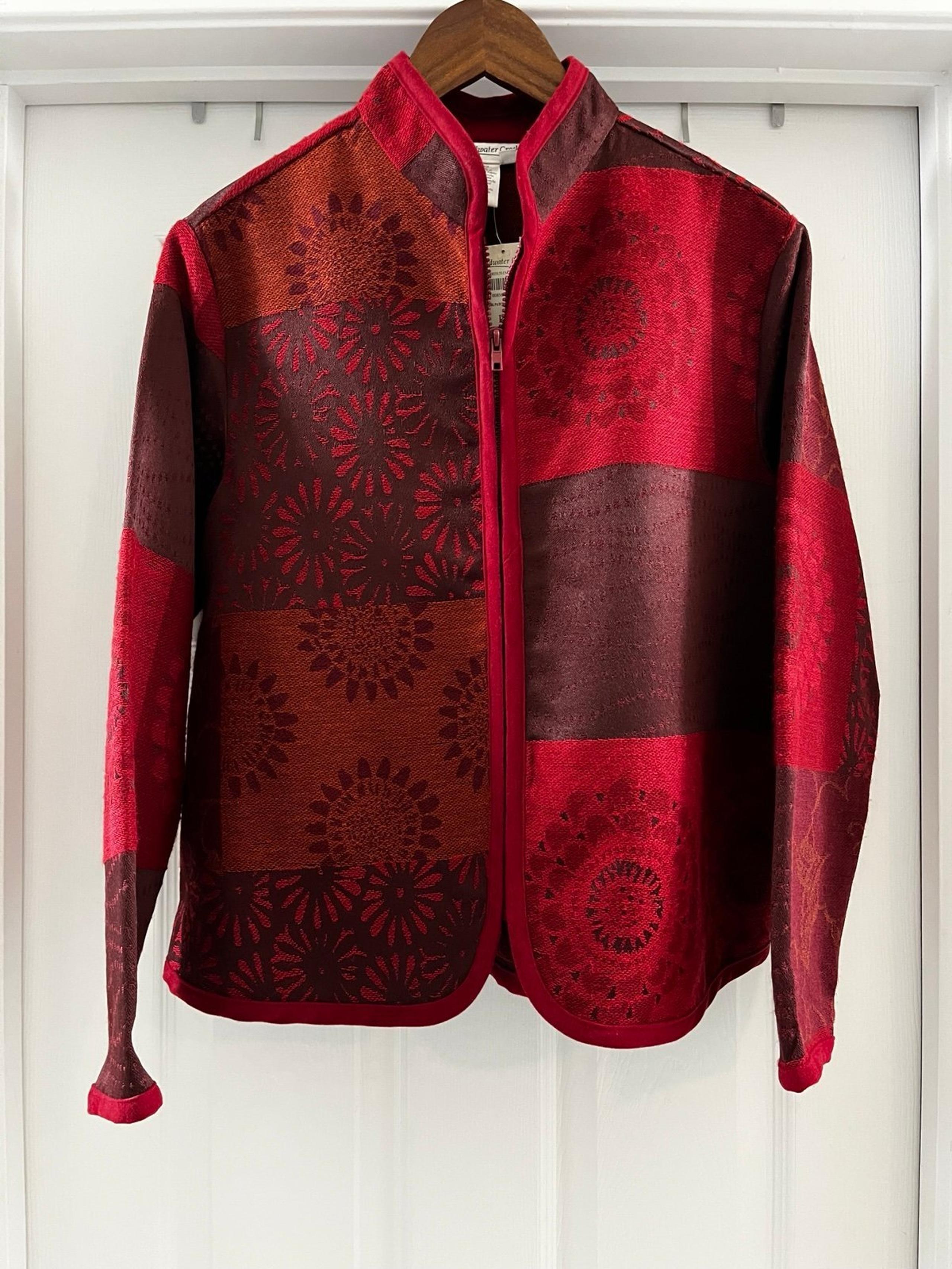 Coldwater Creek Jacket Women’s Petite Medium Red Floral Tapestry NWT
