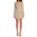 Gianni Bini Lissy Dress Tweed Long Sleeve Button Sequin Beige Preppy US 2 NWT