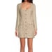 Gianni Bini Lissy Dress Tweed Long Sleeve Button Sequin Beige Preppy US 2 NWT