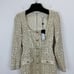 Gianni Bini Lissy Dress Tweed Long Sleeve Button Sequin Beige Preppy US 2 NWT