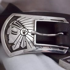 SILVER CLOUD, INC.- Sterling Ranger Buckle Set- Chief In Headdress & Taos Belt