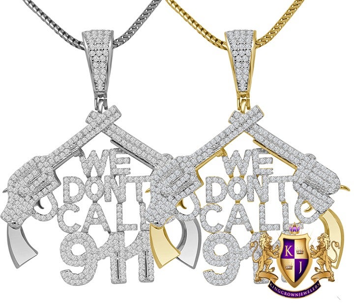 Custom Piece Real Silver WE DONT CALL 911 Custom Pendant Charm + Chain Neckless
