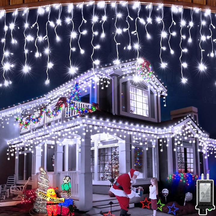 648 LED Christma Lights With 144 Drops, 66FT Outdoor Hanging lights with 8 Modes
