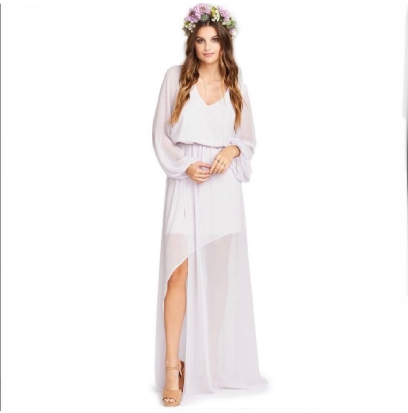 Show Me Your Mumu Women's Jocelyn Long Sleeve Purple Lilac Maxi Dress