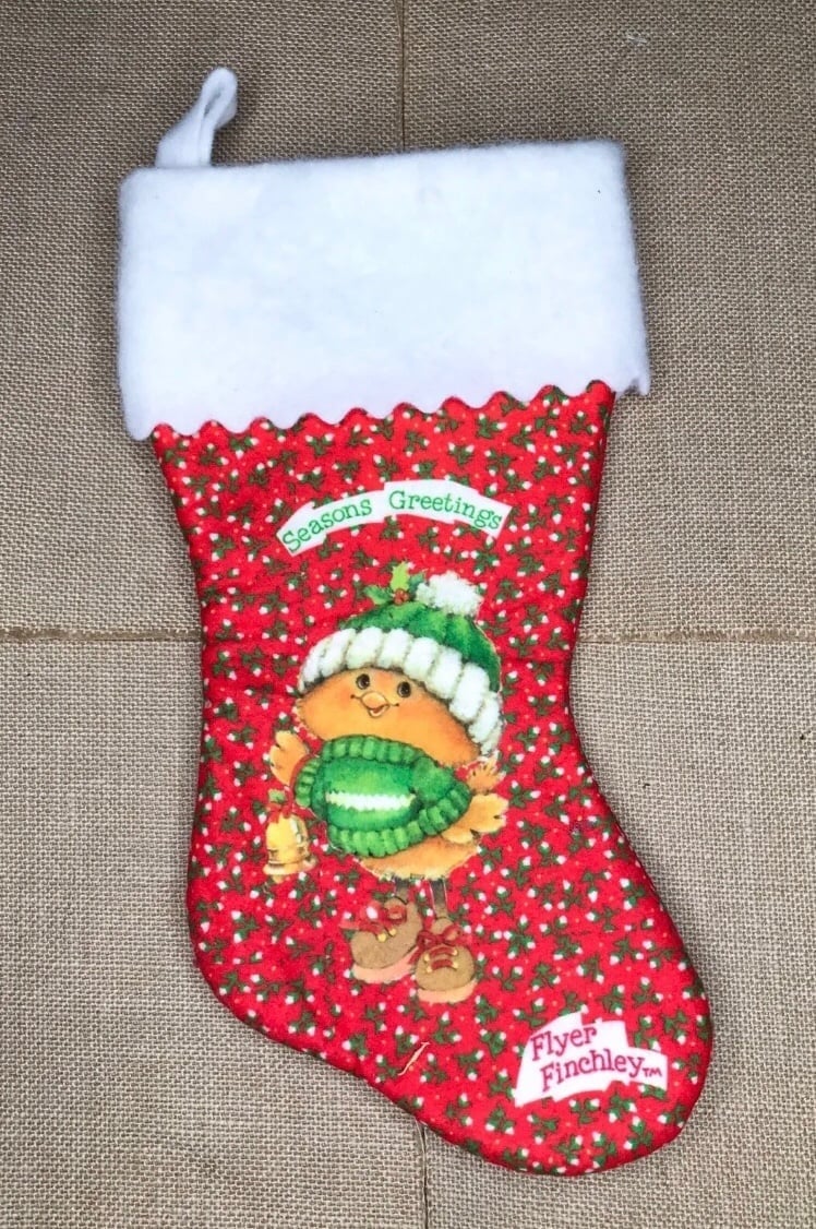 Rare Vintage Red Flyer Finchley Bird Seasons Greetings Felt Christmas Stocking