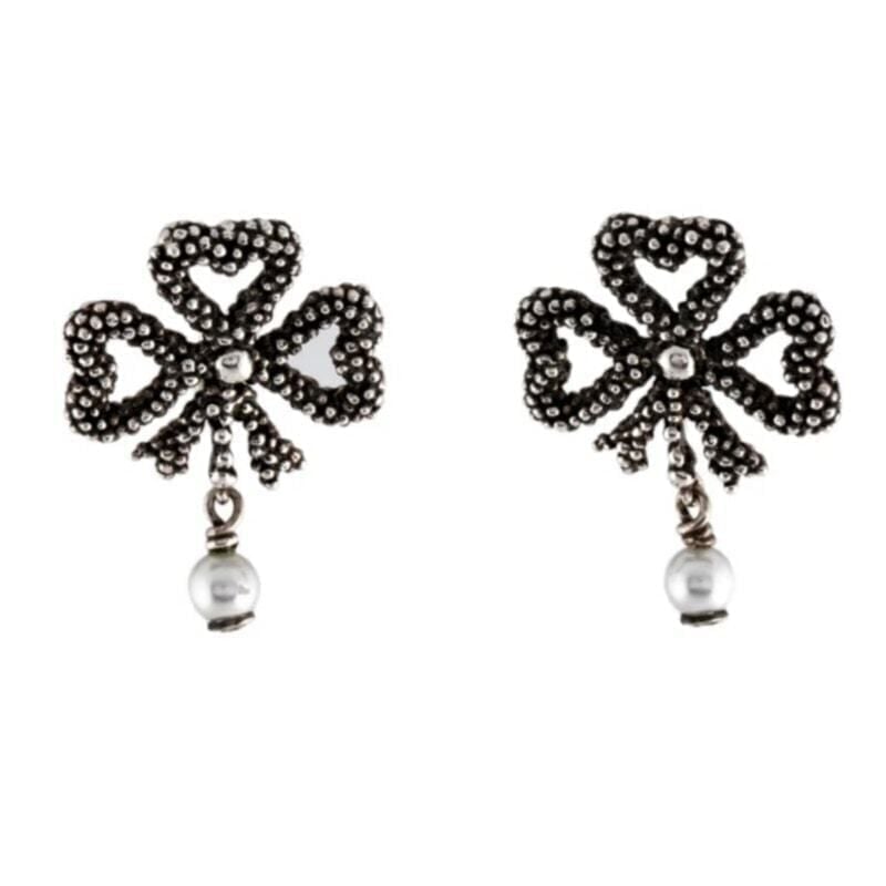 Gucci Aureco Faux Pearl Drop Earrings Black Sterling Silver Victorian Whimsygoth