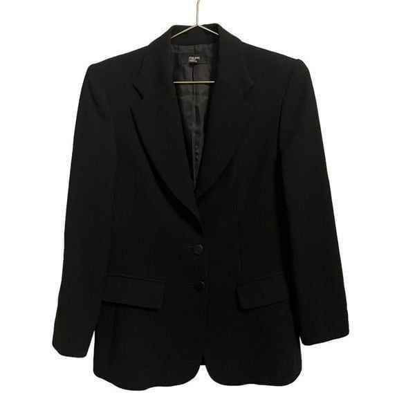 Philippe Adec Paris Black Wool Blend 3 Button Blazer Size 2