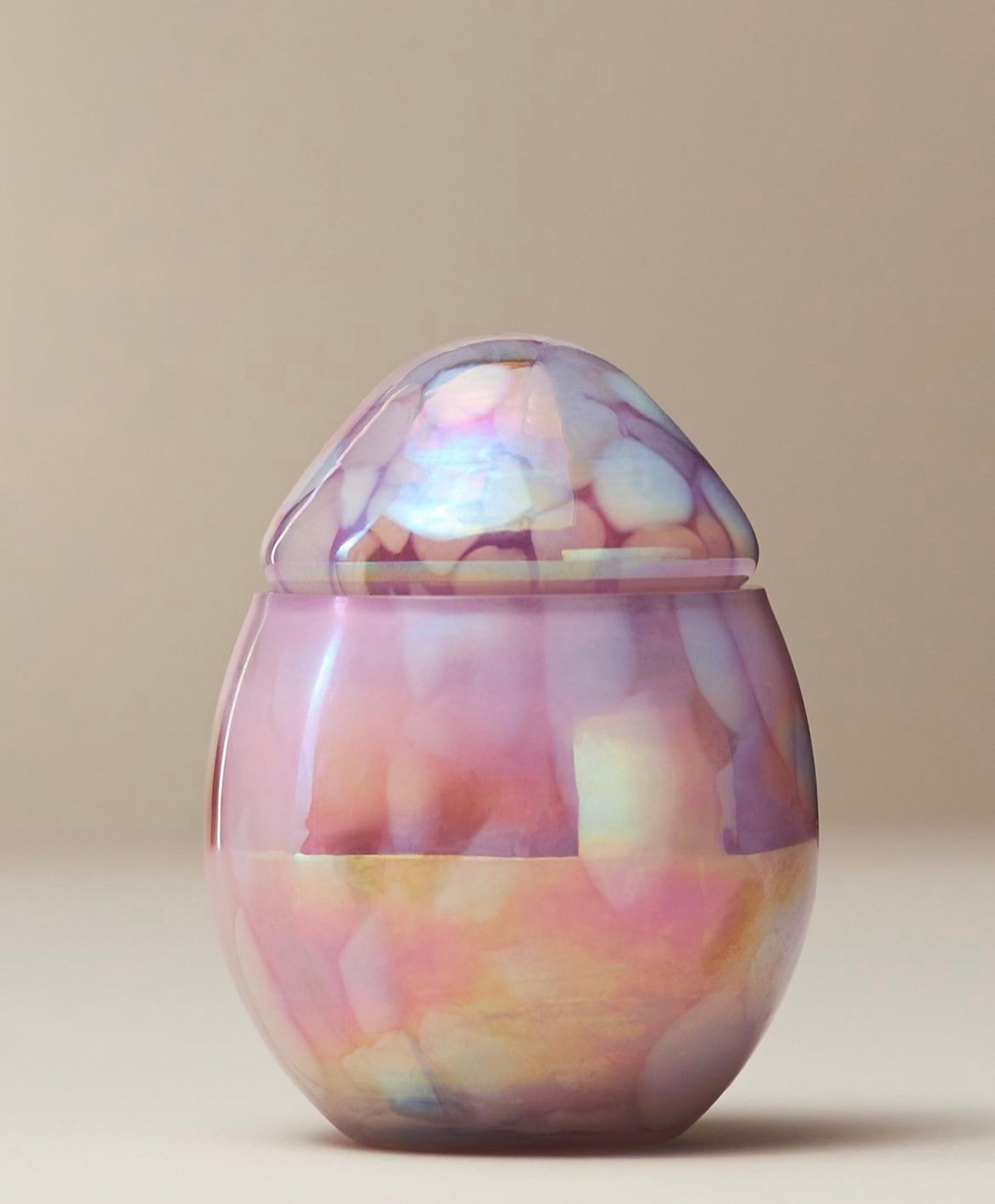 Anthropologie Floral Pink Peony & Neroli Glass Egg Shaped Candle