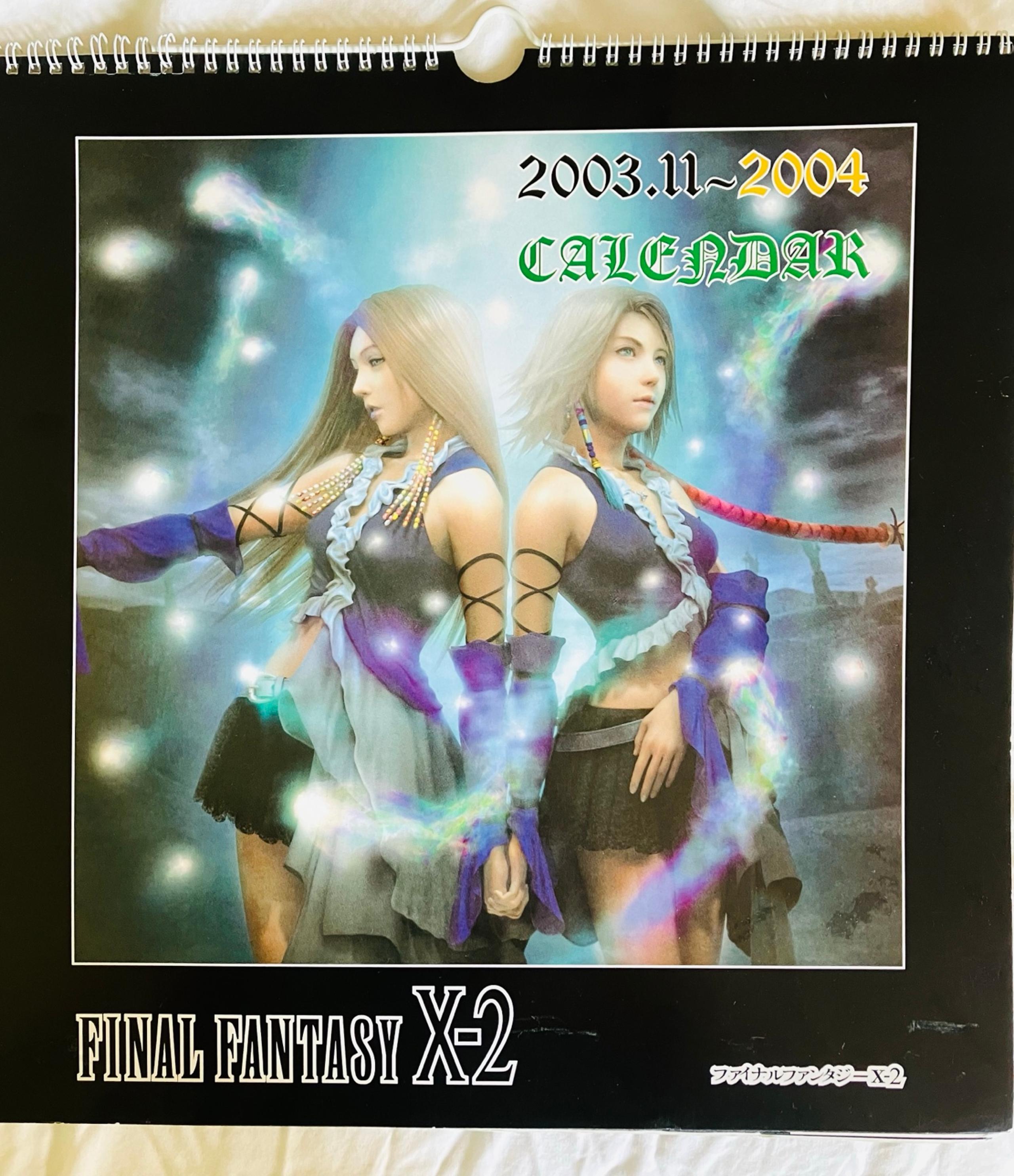 Final Fantasy X-2 Vintage 2003.11 〜 2004 Square Wall Hanging Calendar 12”x12”