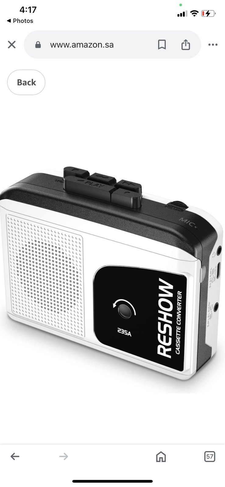 Reshow Portable Walkman Cassette Tape Player With Builtin Speaker And Headphone
