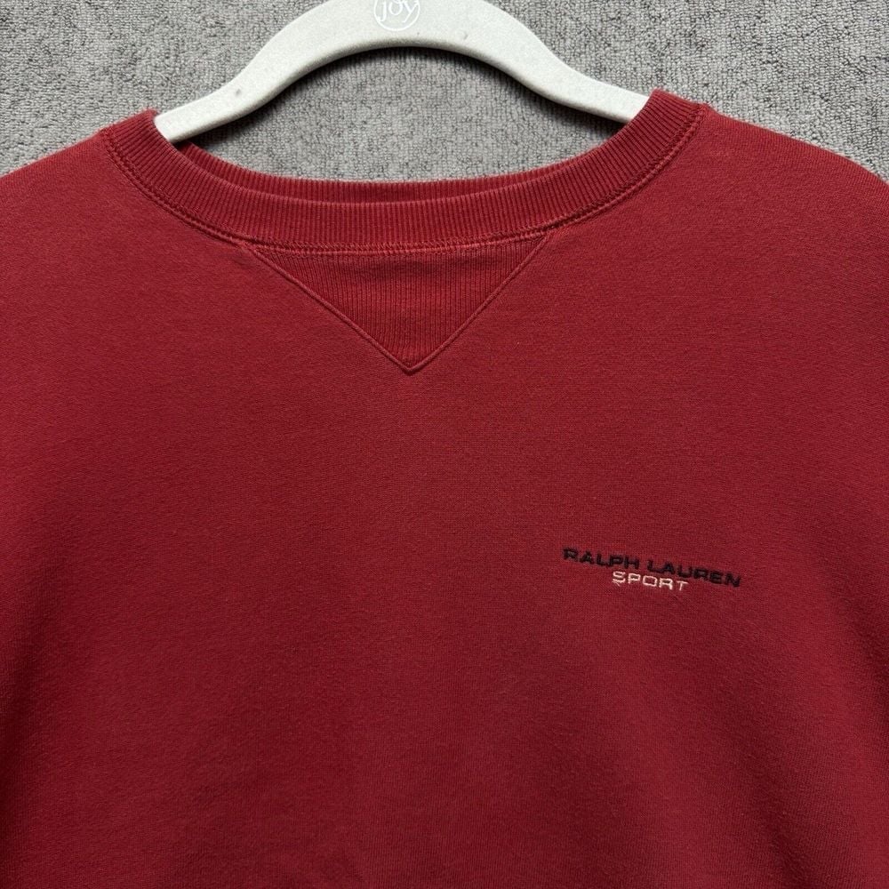Ralph Lauren Sport Sweatshirt Womens S Red Embroidered Cropped Sweater Vtg 90s