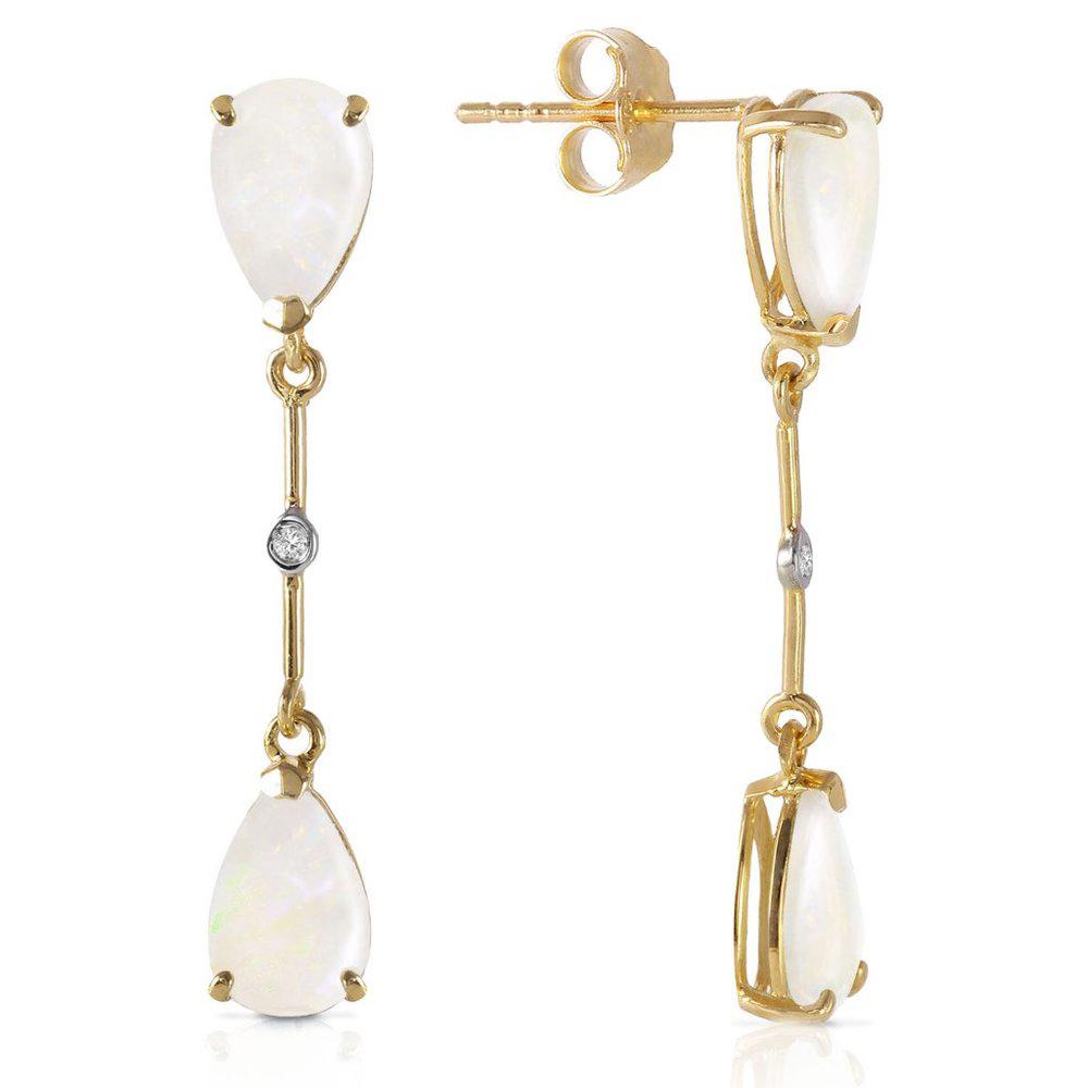 14K. SOLID GOLD DIAMONDS & OPALS DANGLING EARRING