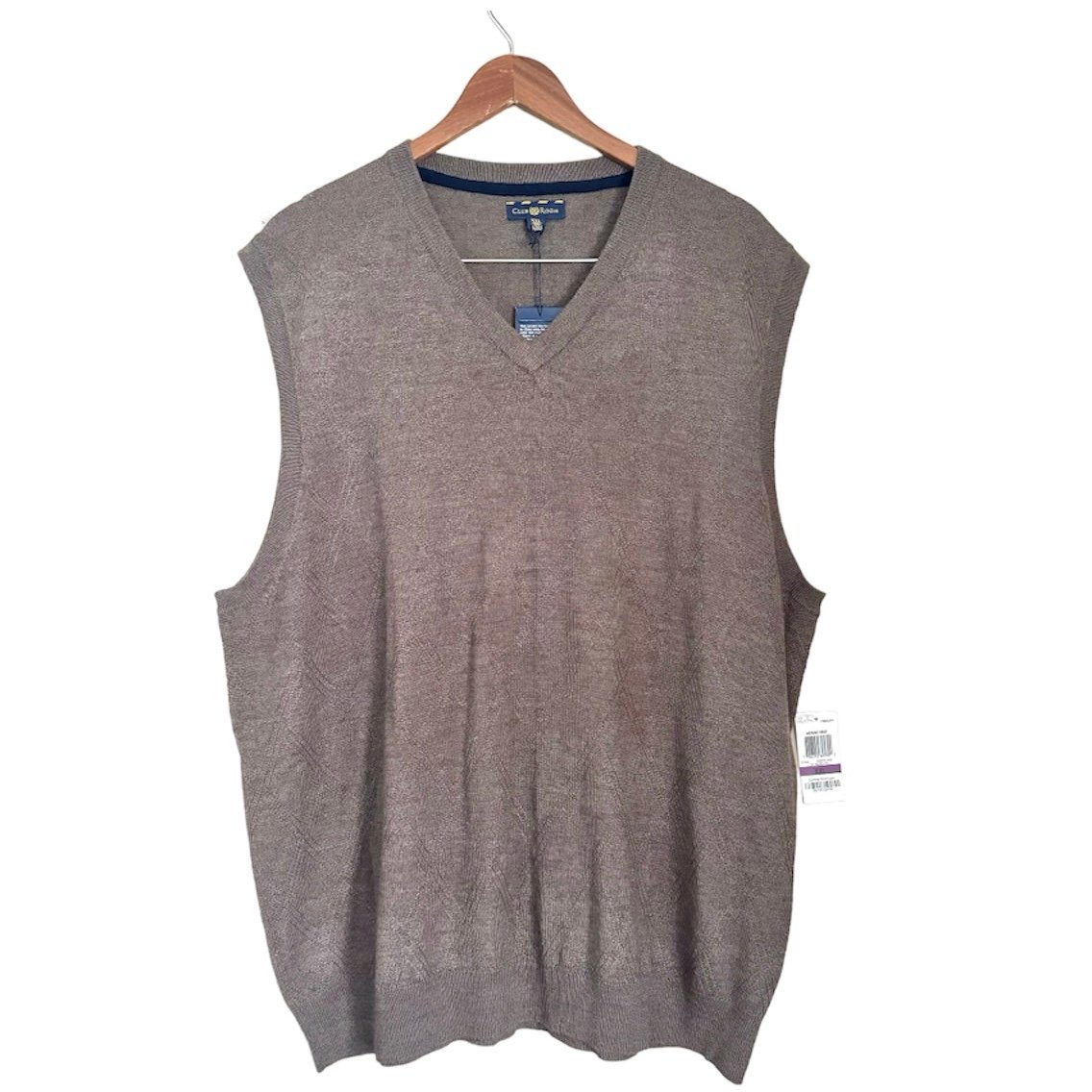 Club Room Merino Wool Blend Knit Sleeveless Sweater Vest Brown Size XXL NWT
