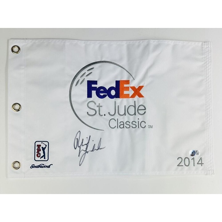 PHIL MICKELSON SIGNED 2014 FEDEX ST JUDE GOLF PIN FLAG VALHALLA AUTOGRAPH BAS