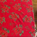Vtg mid Century red rectangle Christmas tablecloth with poinsettias print