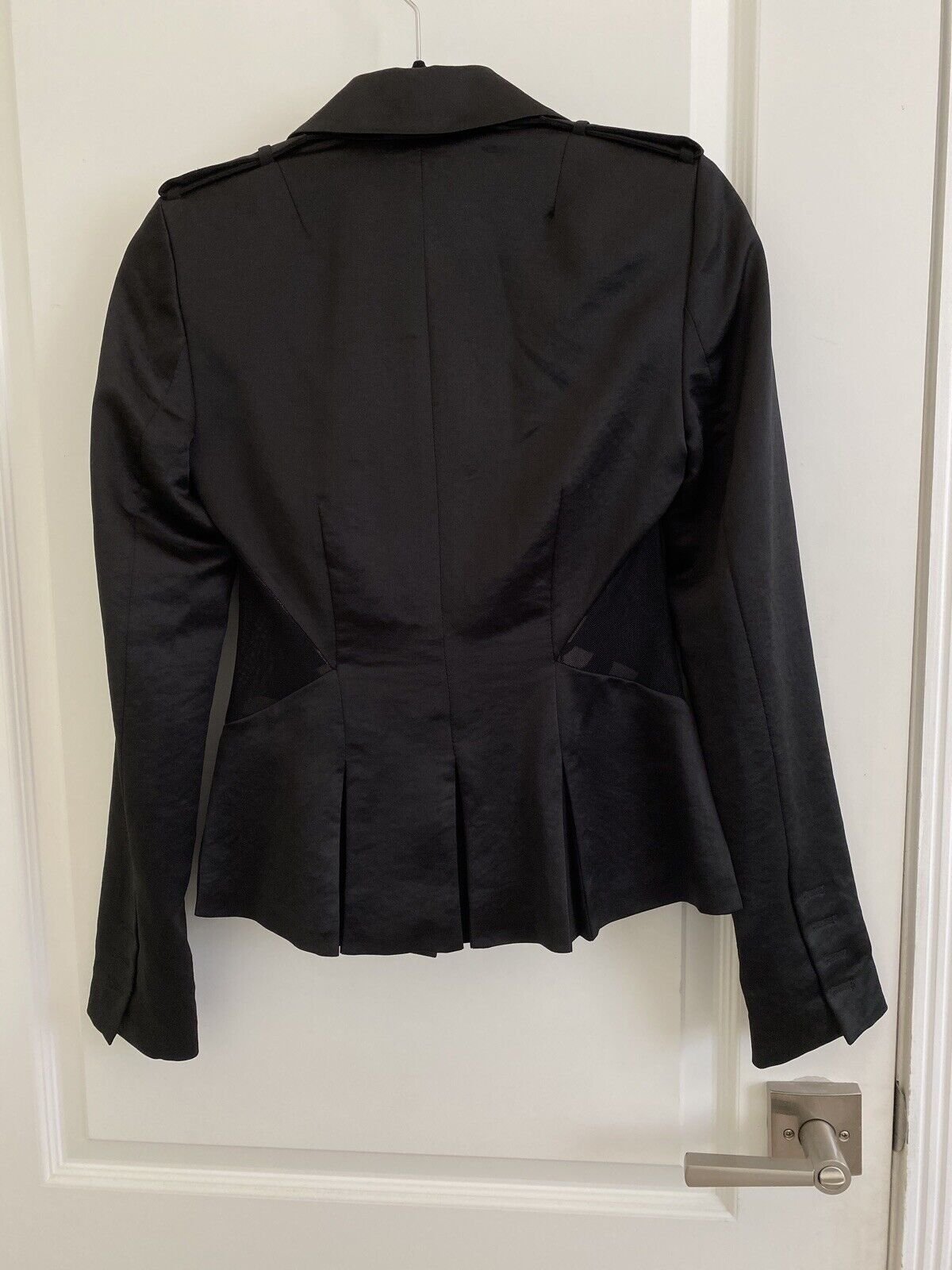 楽天 送料無料にならない Pleat Peplum XS 0 Blazer Roy Rachel NWOT Satin Mesh Black その他