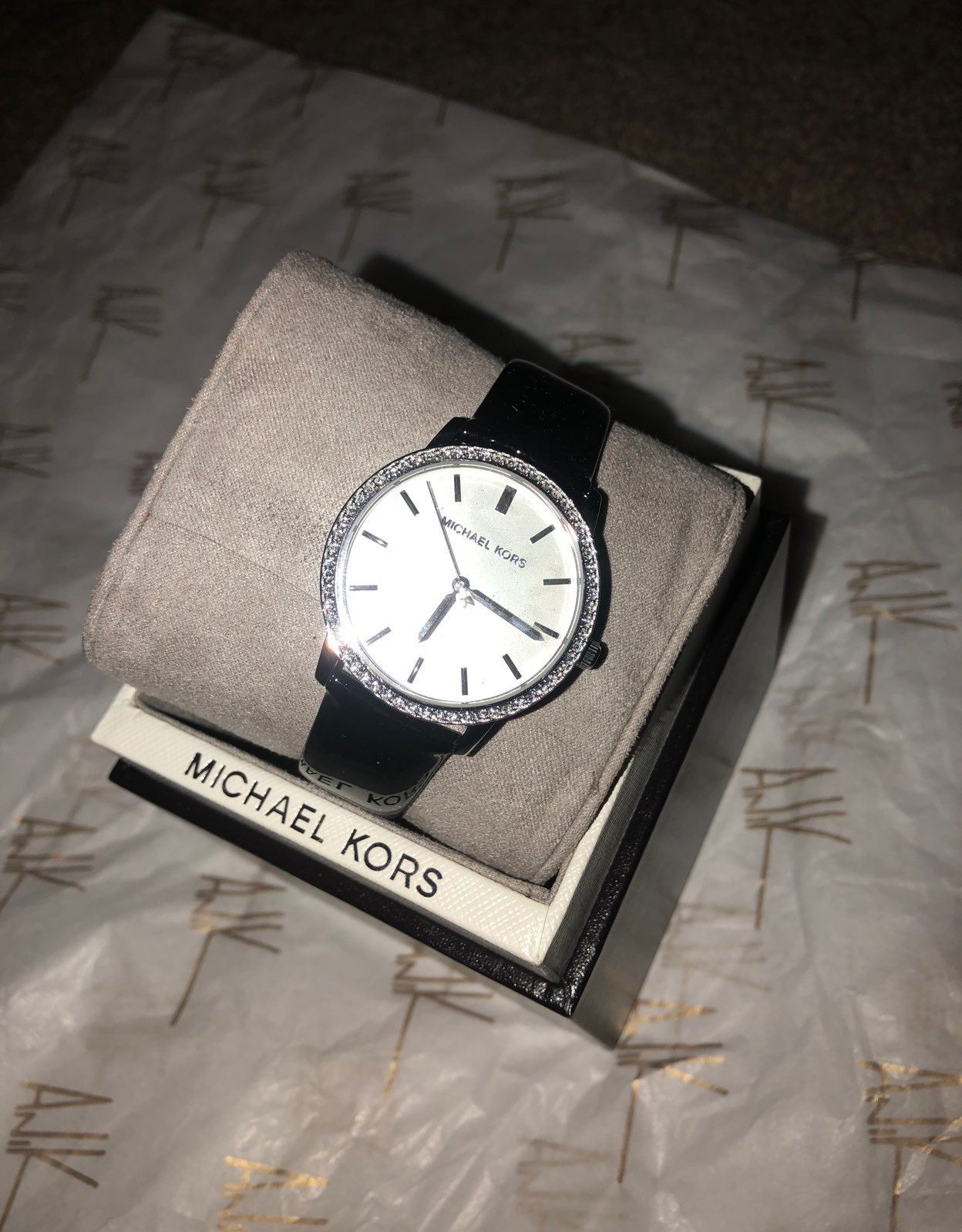 New Michael Kors Mk2569 Watch Patent Blk