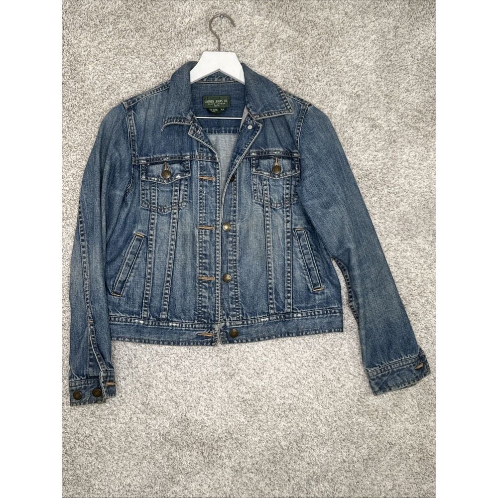Vintage Ralph Lauren Jeans Co. Blue Denim Jean Jacket Womens Sz Petite Small