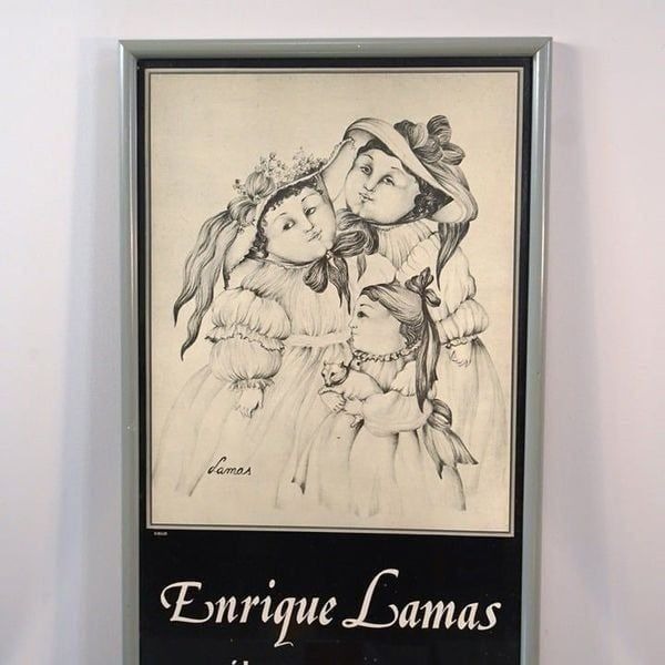 Enrique Lamas Exhibition Poster Playbill Figures Portraits 1983 Santiago Chile